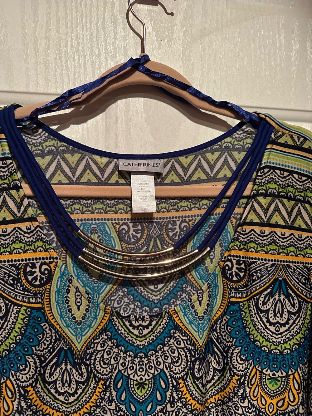 Lisa international Navy Maxi Dress with Teal, Yellow & White Paisley - Picture 3 of 4